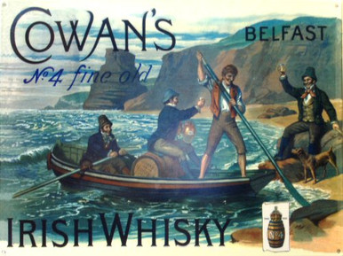 Photo of COWANS IRISH WHISKEY BOAT, BRINGING IT ASHORE IN THE DARK OF NIGHT, GREAT DETAILS AND DEEP RICH COLORS
