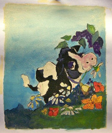 Photo of COW WITH FLOWER SMALL SIZED OIL PAINTING