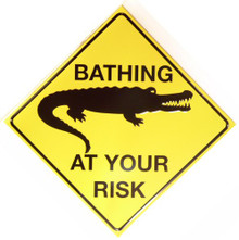 Photo of CROCODILE BATHING AT OWN RISK SIGN,  THE GATRO CAN HAVE THE SWIMIN HOLE!