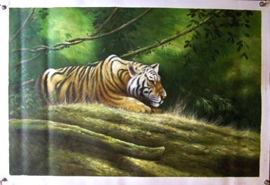 Photo of CROUCHING TIGER SIZED OIL PAINTING