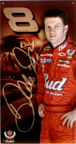 Photo of DALE JR. AUTOGRAPHED NASCAR SIGN, WITH RICH COLOR AND CRISP GRAPHICS.  THE # 8 SIGN IS NOW A COLLECTORS PRIZE..THIS SIGN IS OUT OF PRINT AND WE ONLY HAVE TWO LEFT