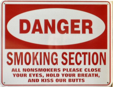Photo of DANGER SMOKING SECTION SMALL SIGN