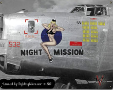 NIGHT MISSION B-17 NOSE ART METAL SIGN S/O*