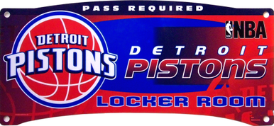 Photo of DETROIT PISTONS BASKETBALL LOCKER ROOM SIGN HAS GREAT COLORS AND CRISP DETAILS FOR ANY AVID PISTONS FAN'S COLLECTION