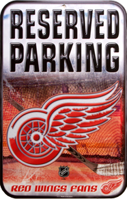 DETROIT RED WINGS HOCKEY RESERVED PARKING SIGN GREAT PISTON GRAPHICS AND RICH COLORS MAKE THIS GREAT FOR ANY AVID PISTON FAN'S COLLECTION