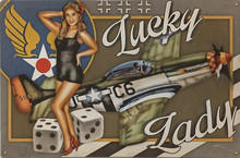 LUCKY LADY VINTAGE  NOSE ART AIR FORCE  METAL SIGN S/O*