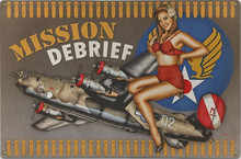 MISSION DEBRIEF MITCHELL VINTAGE NOSE ART  AIR FORCE METAL SIGN S/O*