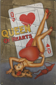 QUEEN OF HEARTS NOSE ART VINTAGE AIR FORCE METAL SIGN S/O*