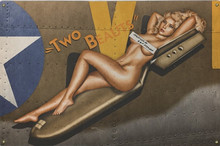 TWO BEAUTS NOSE ART VINTAGE AIR FORCE BIRCH WOOD PRINT S/O*