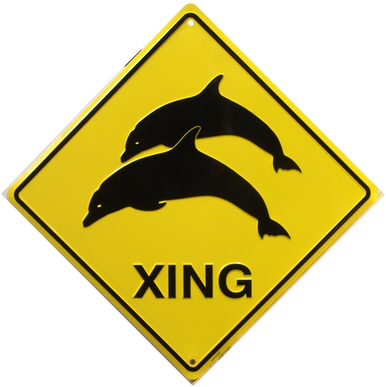 DOLPHIN XING SIGN GREAT SIGN FOR THE BEACH OR NEAR THE AQUARIUM OR FOR ANY PLACE THE DOLPHIN LOVER CHOOSES