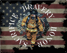 SACRIFICE BRAVERY HONER, FIREFIGHTER, SMOKEY METAL SIGN S/O*