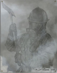 FIREFIGHTER IN SMOKE METAL SIGN S/O*
