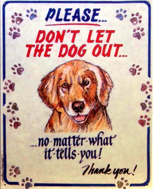 Photo of DON'T LET THE DOG OUT, NO MATTER WHAT IT SAYS SIGN