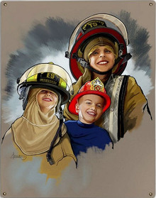 KIDS DREAMIN THE LIFE, FIREFIGHTERS METAL SIGN S/O*