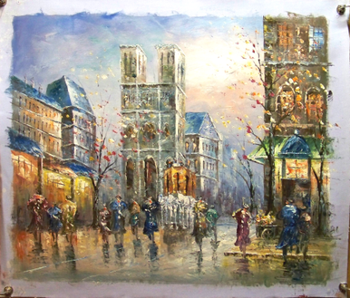 Photo of DOWNTOWN CATHEDRAL MEDIUM SIZED OIL PAINTING