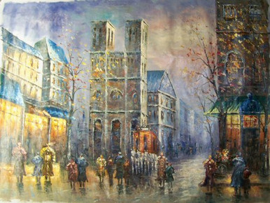Photo of DOWNTOWN CATHEDRAL LARGE SIZED OIL PAINTING