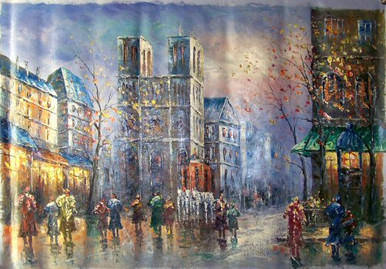 Photo of DOWNTOWN CATHEDRAL MEDIUM LARGE SIZED OIL PAINTING