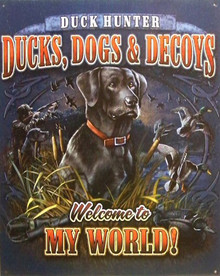 Photo of DUCKS, DOGS, DECOYS SIGN HAS DEEP COLORS AND DETAILS