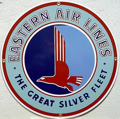 Photo of EASTERN AIRLINES PORCELAIN SIGN, THE GREAT SILVER FLEET HAS GREAT DETAILS AND RICH CONTRAST