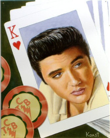 Photo of ELVIS "KING OF HEARTS" HAS ELVIS ON A KING OF HEARTS CARD WITH "TCB" ON THE CHIPS THIS WARM CARD IS OUT OF PRINT WITH ONLY THREE LEFT