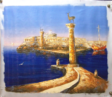 Photo of ENTRANCE TO HARBOR medium SIZED OIL PAINTING