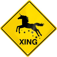 METAL UNICORN XING SIGN MEASURES 12" X 12" WITH HOLES FOR EASY MOUNTING