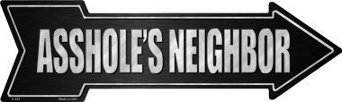 Flat Aluminum Arrow Shaped Sign measuring 17" x 5" with holes for easy mounting.