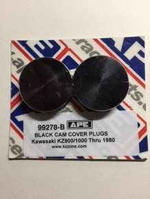 Kawasaki Z1, KZ900/1000 APE Cam End Plug Set. Black Anodized Finish. 1973-1980