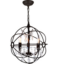 3 Light Up Mini Chandelier with Brown finish