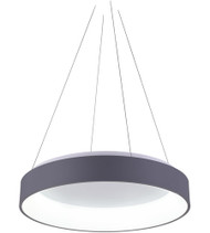 LED Drum Shade Pendant with Gray & White finish