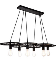 6 Light Down Chandelier with Black finish