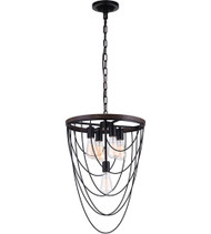 5 Light  Chandelier with Black finish
