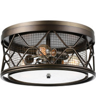 3 Light Cage Flush Mount with Light Brown finish