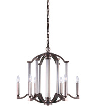 6 Light Candle Chandelier with Brownish Silver finish