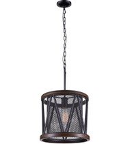 1 Light Drum Shade Mini Chandelier with Pewter finish