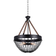 5 Light Down Chandelier with Antique Black finish