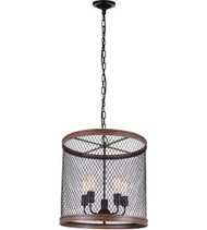5 Light Drum Shade Chandelier with Black finish