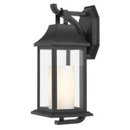 Boston 15 In 1-Light Matte Black Outdoor Wall Light with Opal White Glass