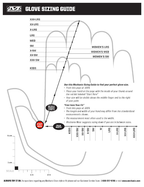 Heat Holders Gloves Size Chart