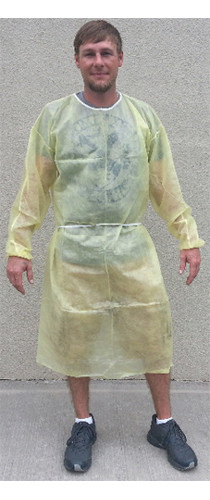 Polypropylene YELLOW Isolation Gown w/ Elastic Wrists  pic 1
