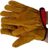Grain Cowhide Gloves with Red Fleece Lining