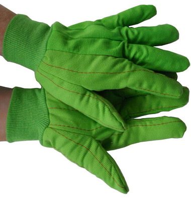 Double Palm Cotton/Polyester Green Polychord Gloves Pic 1