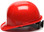 Pyramex 4 Point Cap Style Hard Hats with RATCHET Suspension Red  - Side View