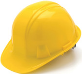 Pyramex 4 Point Cap Style Hard Hats with RATCHET Suspension Yellow - Oblique View