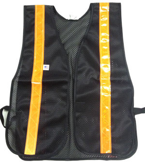 Soft Mesh Black Safety Vests Orange Stripes | Buy Online