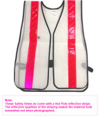 White PVC Coated Safety Vests with Pink Stripes pic 2