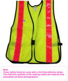 Soft Mesh Lime Safety Vests with Pink Stripes pic 2