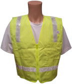 Lime Surveyors Safety Vest with Silver Stripes and Pockets