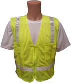 Lime MESH Surveyors Safety Vest with Silver Stripes and Pockets