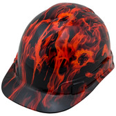 Burning Flames Small Skull Hydro Dipped Hard Hats Cap Style Oblique Left